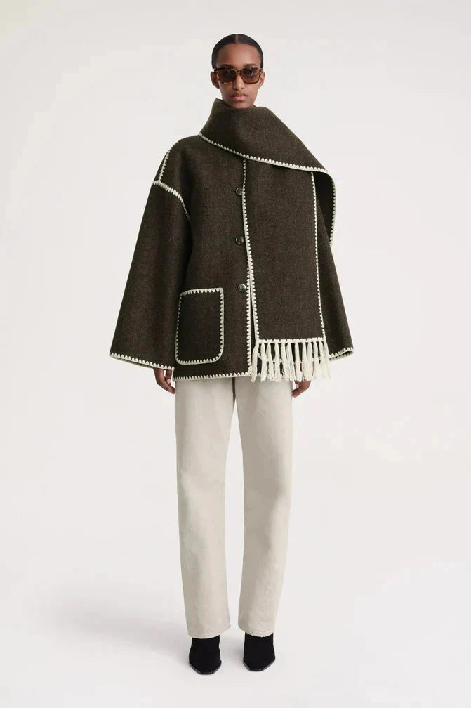 Wool Scarfed Coat