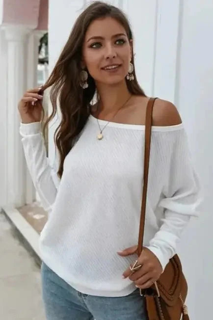 Off Shoulder Sweater Knit Top