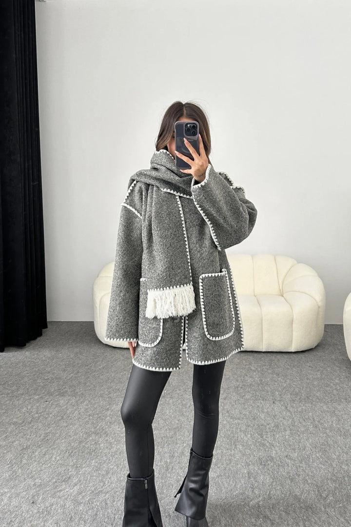 Wool Scarfed Coat