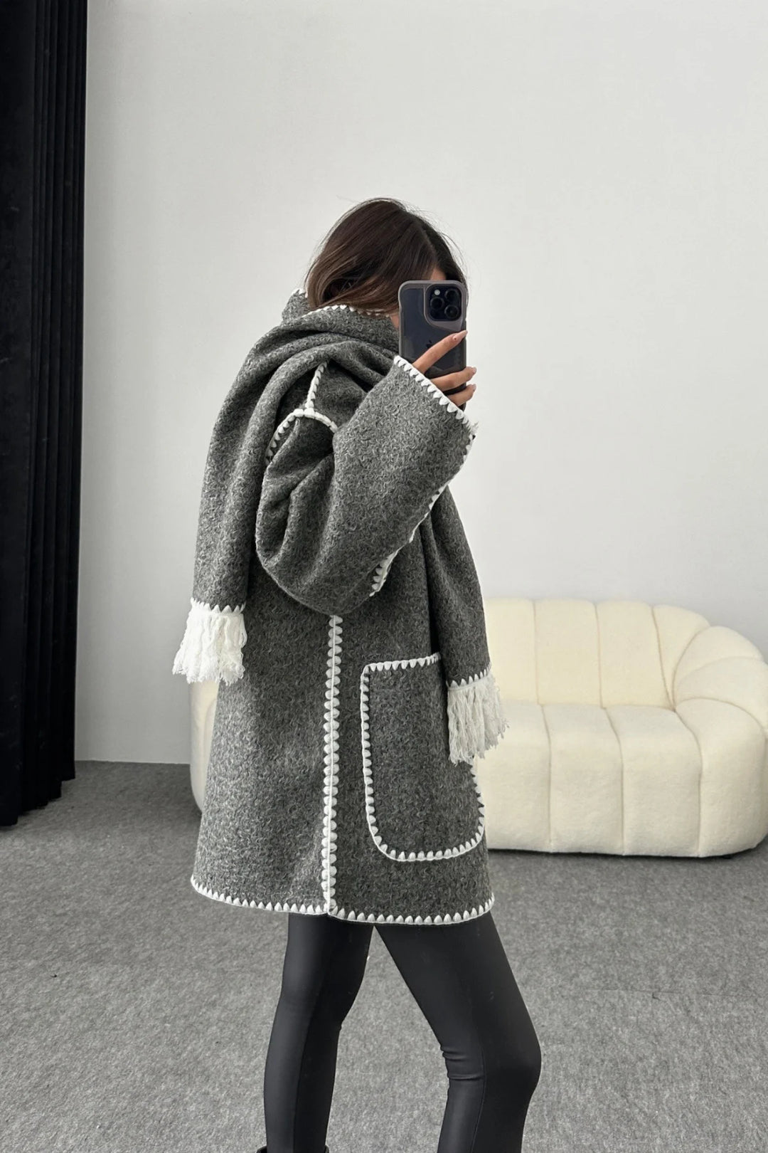 Wool Scarfed Coat