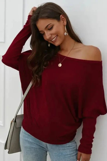 Off Shoulder Sweater Knit Top