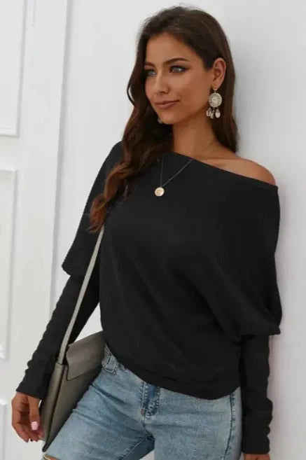 Off Shoulder Sweater Knit Top